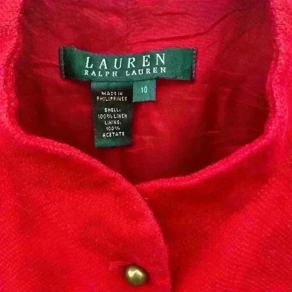 Lauren, Ralph Lauren linen blazer button up SZ 10 - Picture 5 of 7